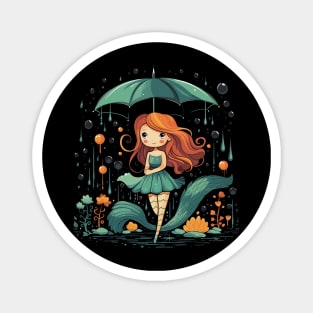 Mermaid Rainy Day With Umbrella Magnet